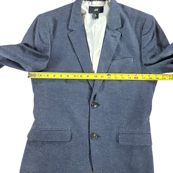 H&M Men’s Blue Cotton Linen Blazer Sport Coat 36R - Picture 6 of 9